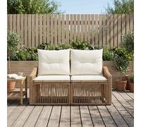 vidaXL Divano da giardino a 2 posti, beige, rattan sintetico, sedie da giardino e terrazza, poltrona rustica, divano resistente alle intemperie, poltrona in vimini, loveseat a due posti