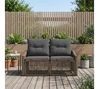 vidaXL Divano da giardino 2-Numero di posti Grigio polyrattan