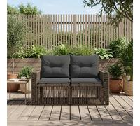 vidaXL Divano da giardino a 2 posti, grigio rattan sintetico, sedie da giardino e terrazza, poltrona rustica, divano resistente alle intemperie, poltrona in vimini, loveseat a due posti