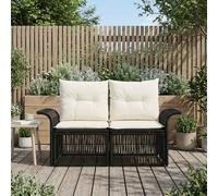 vidaXL Divano da giardino a 2 posti, nero, in rattan sintetico, sedie da giardino e terrazza, poltrona rustica, divano resistente alle intemperie, poltrona in vimini, loveseat a due posti
