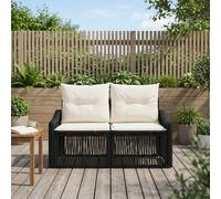 vidaXL Divano da giardino a 2 posti, nero, in rattan sintetico, sedie da giardino e terrazza, poltrona rustica, divano resistente alle intemperie, poltrona in vimini, loveseat a due posti