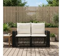 vidaXL Divano da giardino a 2 posti, nero, in rattan sintetico, sedie da giardino e terrazza, poltrona rustica, divano resistente alle intemperie, poltrona in vimini, loveseat a due posti