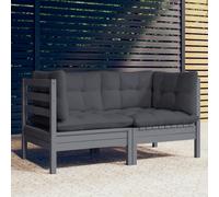 vidaXL Divano da Giardino 2 Posti con Cuscini Antracite Legno di Pino
