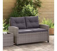 vidaXL Divano da Giardino 2 Posti con Cuscini Grigio 124 cm Polyrattan