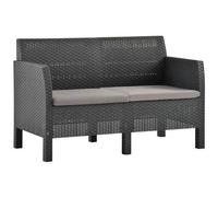Divano da giardino 2 posti con cuscini in rattan pp antracite