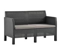 Divano da giardino 2 posti con cuscini in rattan pp antracite