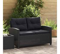 vidaXL Divano da Giardino 2 Posti con Cuscini Nero 124 cm Polyrattan