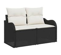 vidaXL Divano da Giardino 2 Posti con Cuscini Nero e Bianco Polyrattan Divano Modulare da Esterno Morbido Piedi Regolabili Intrecciato a Mano Resistente alle Intemperie Seduta Mobili da Patio Lettino