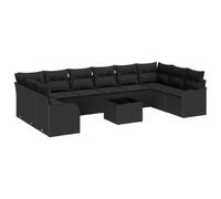 vidaXL Divano da Giardino 2 posti con Cuscini Nero in Polyrattan Divano Modulare da Esterno Piedini Regolabili Resistente alle Intemperie Seduta Moderna Mobili da Patio