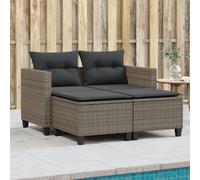 vidaXL Divano da Giardino 2 Posti con Sgabelli Grigio in Polyrattan