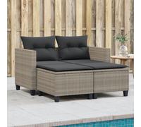 vidaXL Divano da Giardino 2Posti con Sgabelli Grigio Chiaro Polyrattan