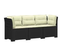 Divano da giardino 3 posti con cuscini in look rattan PP