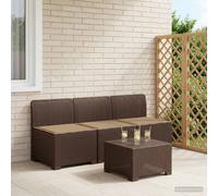 vidaXL 3-zits tuinbank met kussens in rattanlook PP Bruin