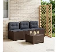 Divano da giardino 3 posti con cuscini in look rattan PP