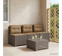 Divano da giardino 3 posti con cuscini in look rattan PP