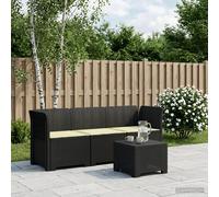 Divano da giardino 3 posti con cuscini in look rattan PP