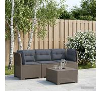 Divano da giardino 3 posti con cuscini in look rattan PP