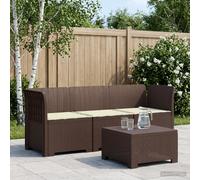 Divano da giardino 3 posti con cuscini in look rattan PP