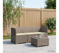 vidaXL Divano da giardino 3 posti con cuscini in look rattan PP