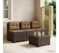 Divano da giardino 3 posti con cuscini in look rattan PP