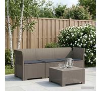 Divano da giardino 3 posti con cuscini in look rattan PP