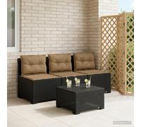 vidaXL Divano da giardino 3 posti con cuscini in look rattan PP