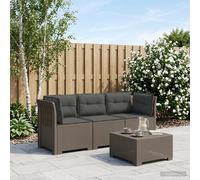 Divano da giardino 3 posti con cuscini in look rattan PP