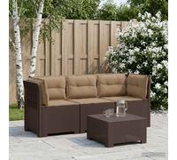 Divano da giardino 3 posti con cuscini in look rattan PP