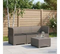 Divano da giardino 3 posti con cuscini in look rattan PP