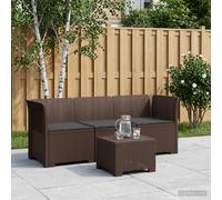 Divano da giardino 3 posti con cuscini in look rattan PP