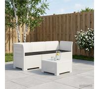 Divano da giardino 3 posti con cuscini in look rattan PP Bianco