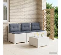Divano da giardino 3 posti con cuscini in look rattan PP Bianco