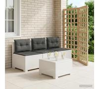 Divano da giardino 3 posti con cuscini in look rattan PP Bianco