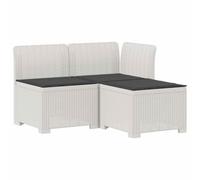 vidaXL 3-zits tuinbank met kussens in rattanlook PP Wit