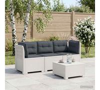 vidaXL Divano da giardino 3 posti con cuscini in look rattan PP Bianco