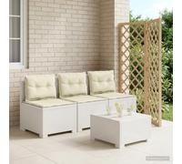 Divano da giardino 3 posti con cuscini in look rattan PP Bianco