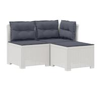 vidaXL 3-zits tuinbank met kussens in rattanlook PP Wit