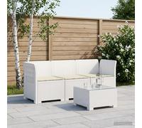 Divano da giardino 3 posti con cuscini in look rattan PP Bianco