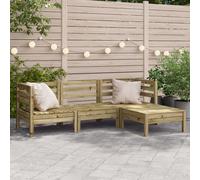 vidaXL Divano da Giardino 3 Posti con Poggiapiedi Legno Massello Pino