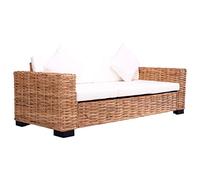 vidaXL Divano da Giardino a 3 Posti in Rattan Naturale