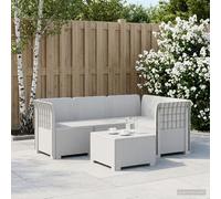 Divano da Giardino 4 Posti Aspetto Rattan PP Bianco