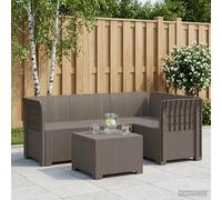 vidaXL 4-Persoons Tuinbank Rieten Look PP Lichtgrijs