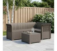 Divano da Giardino 4 Posti Aspetto Rattan PP Grigio Chiaro