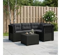 vidaXL 4-Persoons Tuinbank met Kussens Rieten Look PP Antraciet