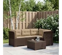 vidaXL 4-Zits Tuin Sofa met Kussens Rattan Look PP Bruin