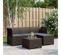 Divano da giardino 4 posti con cuscini aspetto rattan PP