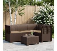 vidaXL 4-Zits Tuin Sofa met Kussens Rattan Look PP Bruin