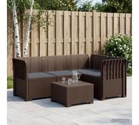 vidaXL 4-Zits Tuin Sofa met Kussens Rattan Look PP Bruin