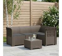 vidaXL 4-Zits Tuin Sofa met Kussens Rattan Look PP Lichtgrijs