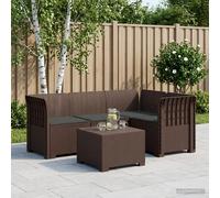 vidaXL 4-Persoons Tuinbank met Kussens Rieten Look PP Bruin